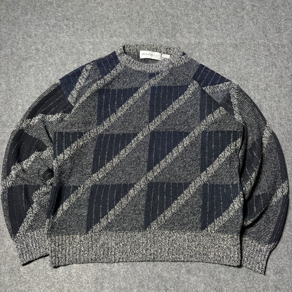Vintage Michael Gerald Men's 100%-Acrylic‎ Geometric Pattern Sweater L Grandpa